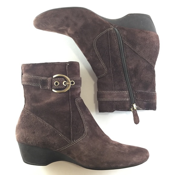 Circa Joan & David Brown Suede Wedge Bootie Sz 8.5 - Picture 2 of 8